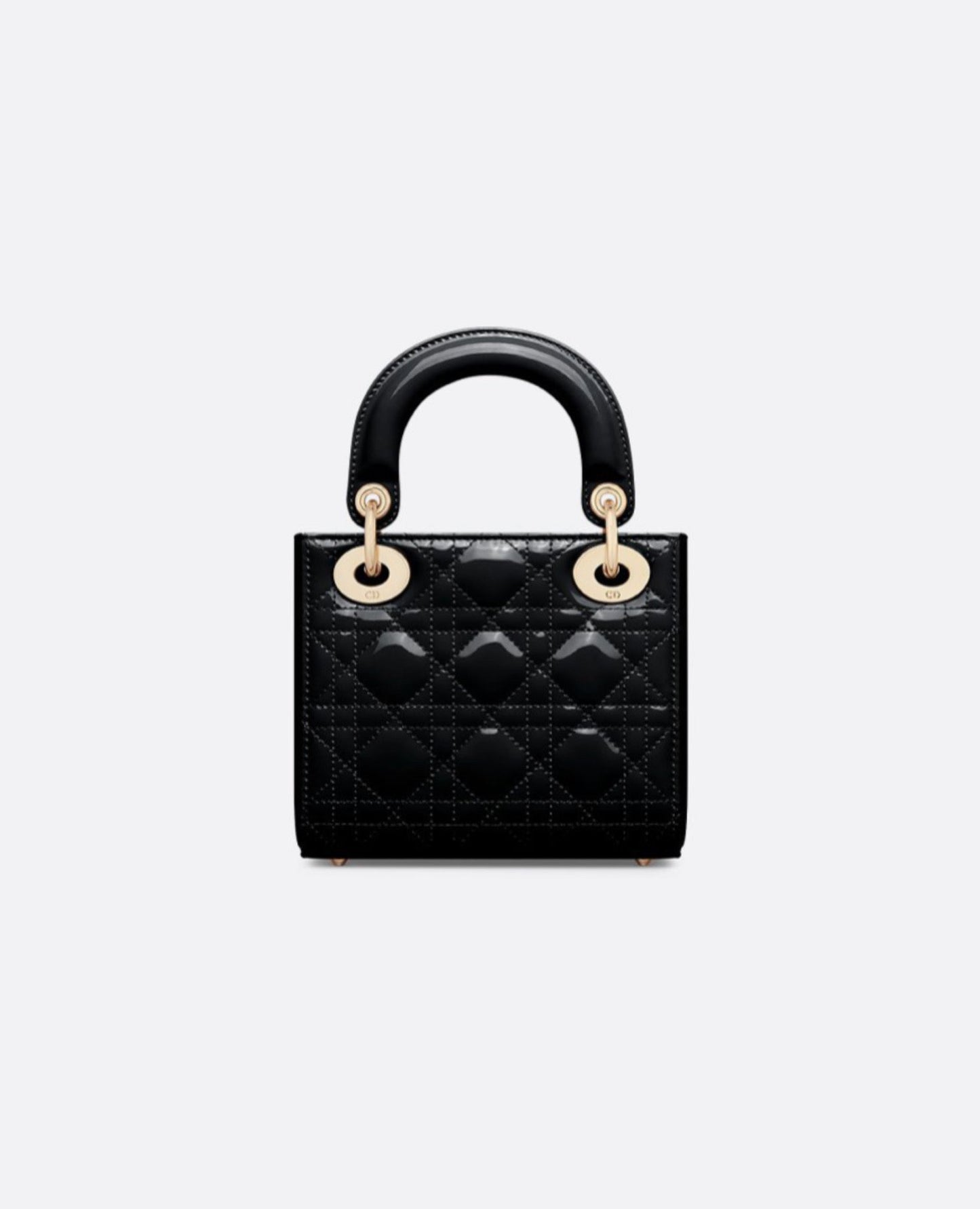Christian Dior Mini Lady Dior Bag Black Cannage patent Gold Hardware