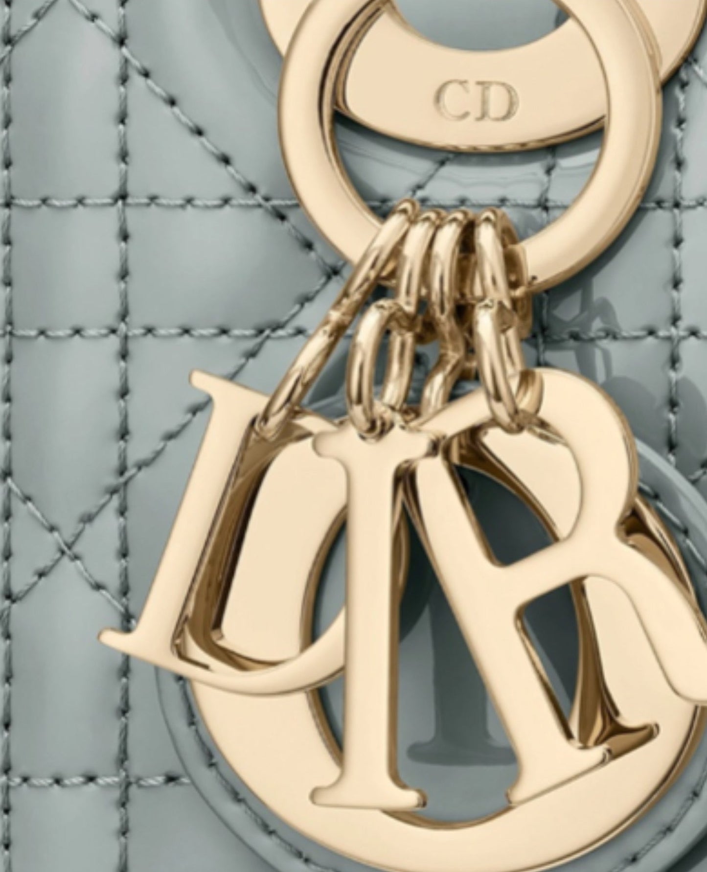 Christian Dior Mini Lady Dior Bag Grey Cannage Patent