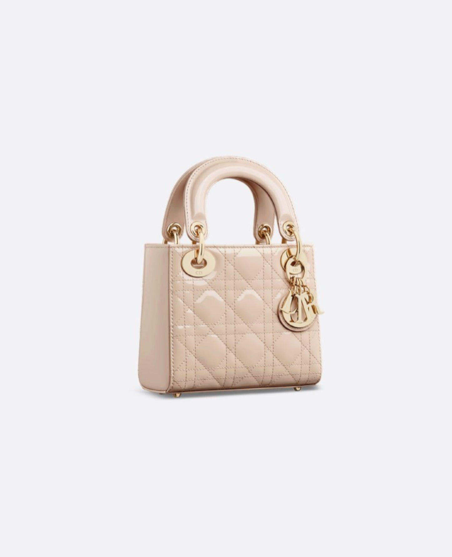 Christian Dior Mini Lady Dior Bag Powder Beige Cannage Patent