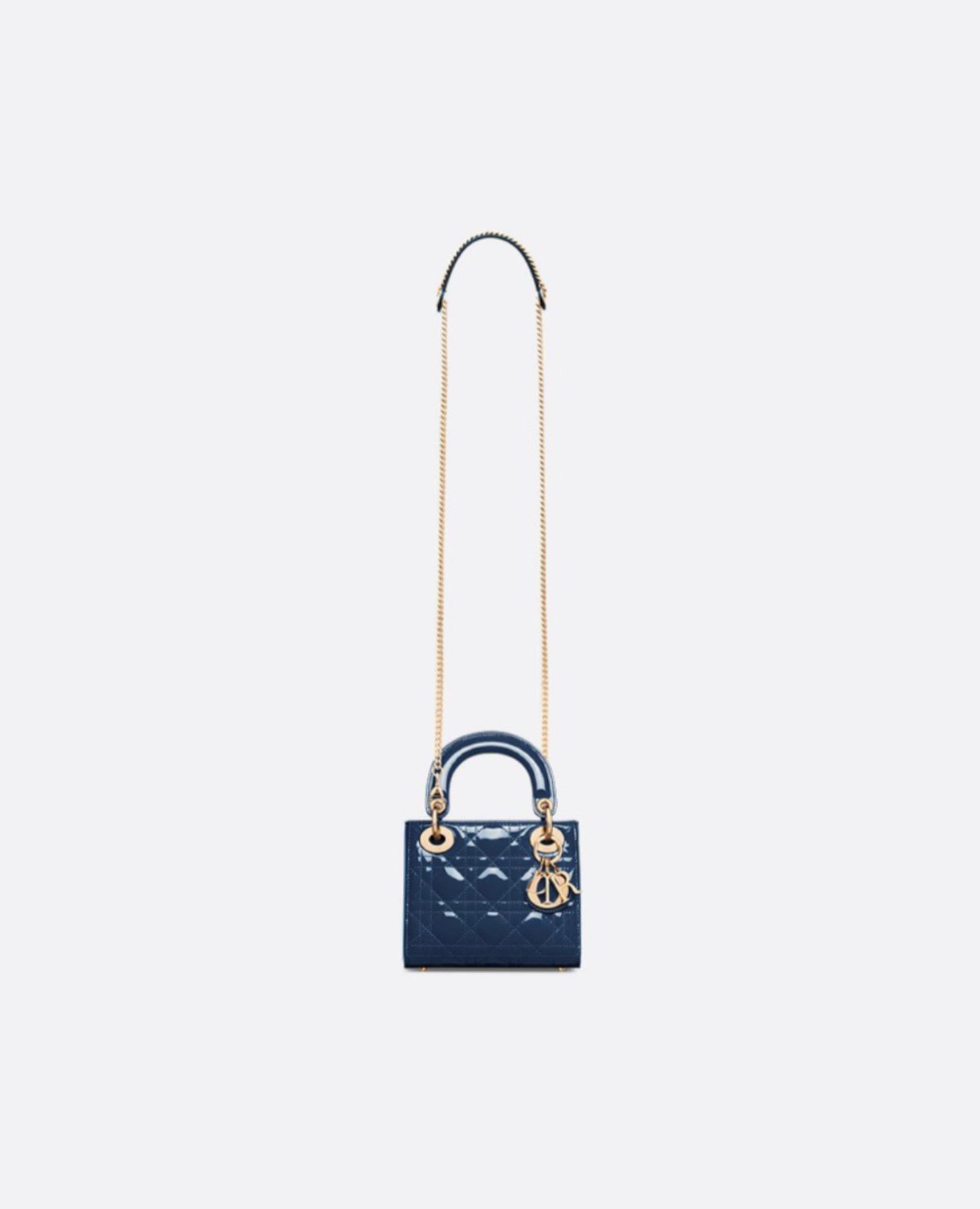 Christian Dior Mini Lady Dior Bag Deep Ocean Blue Patent