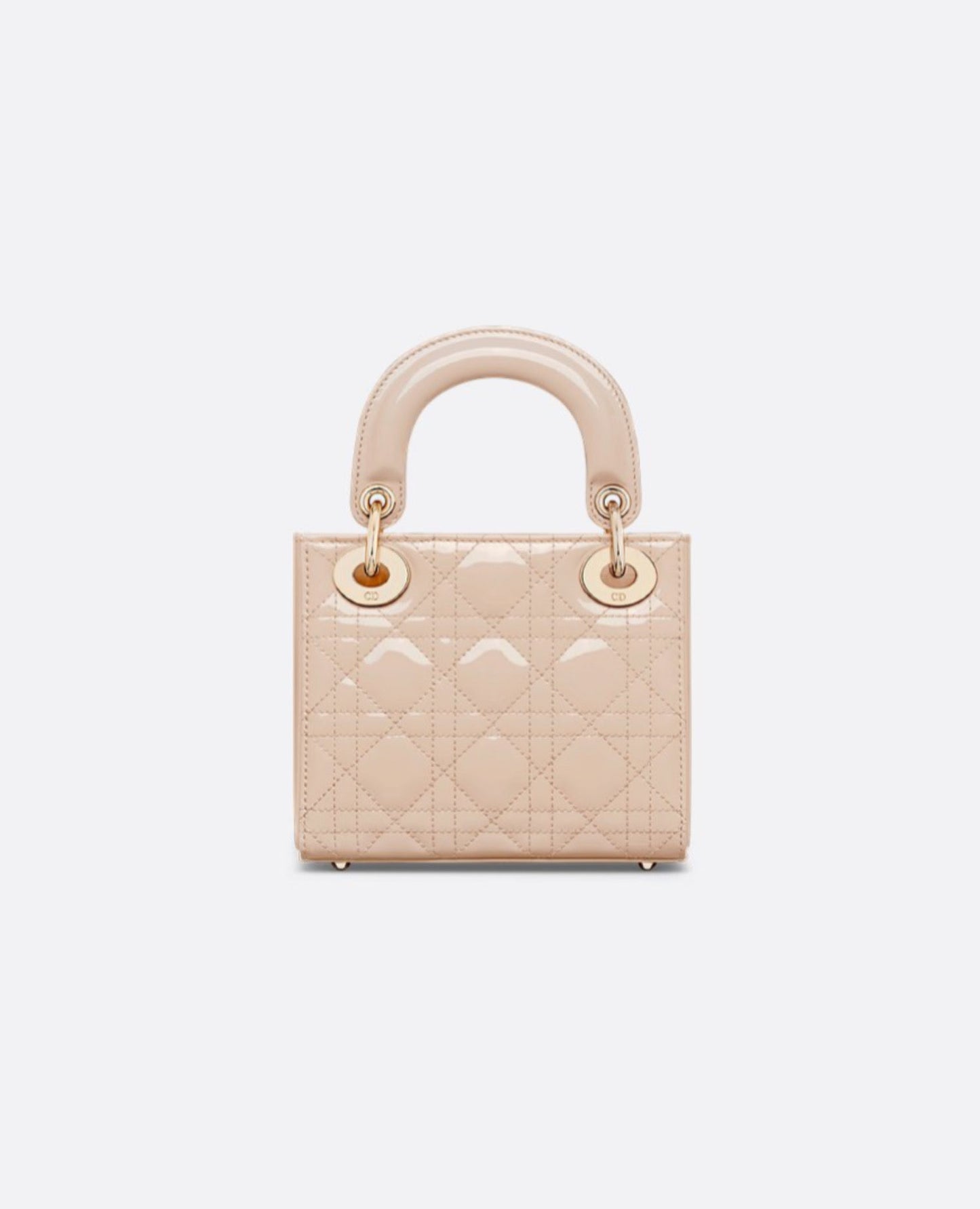 Christian Dior Mini Lady Dior Bag Powder Beige Cannage Patent