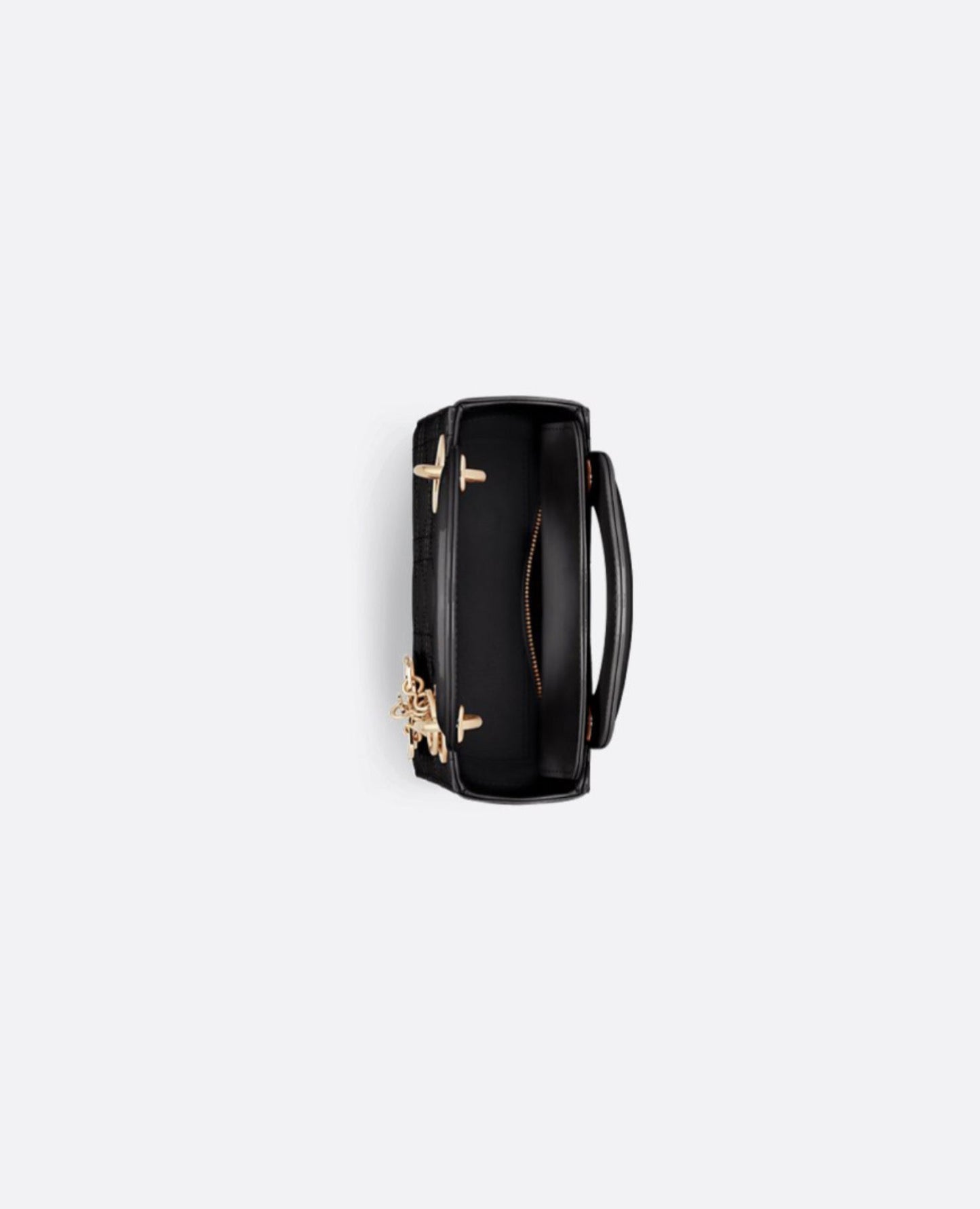 Christian Dior Mini Lady Dior Bag Black Cannage patent Gold Hardware