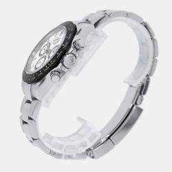 Rolex White Stainless Steel Cosmograph Daytona Watch