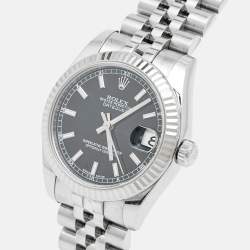 Rolex Black 18K White Gold Oystersteel Datejust Watch