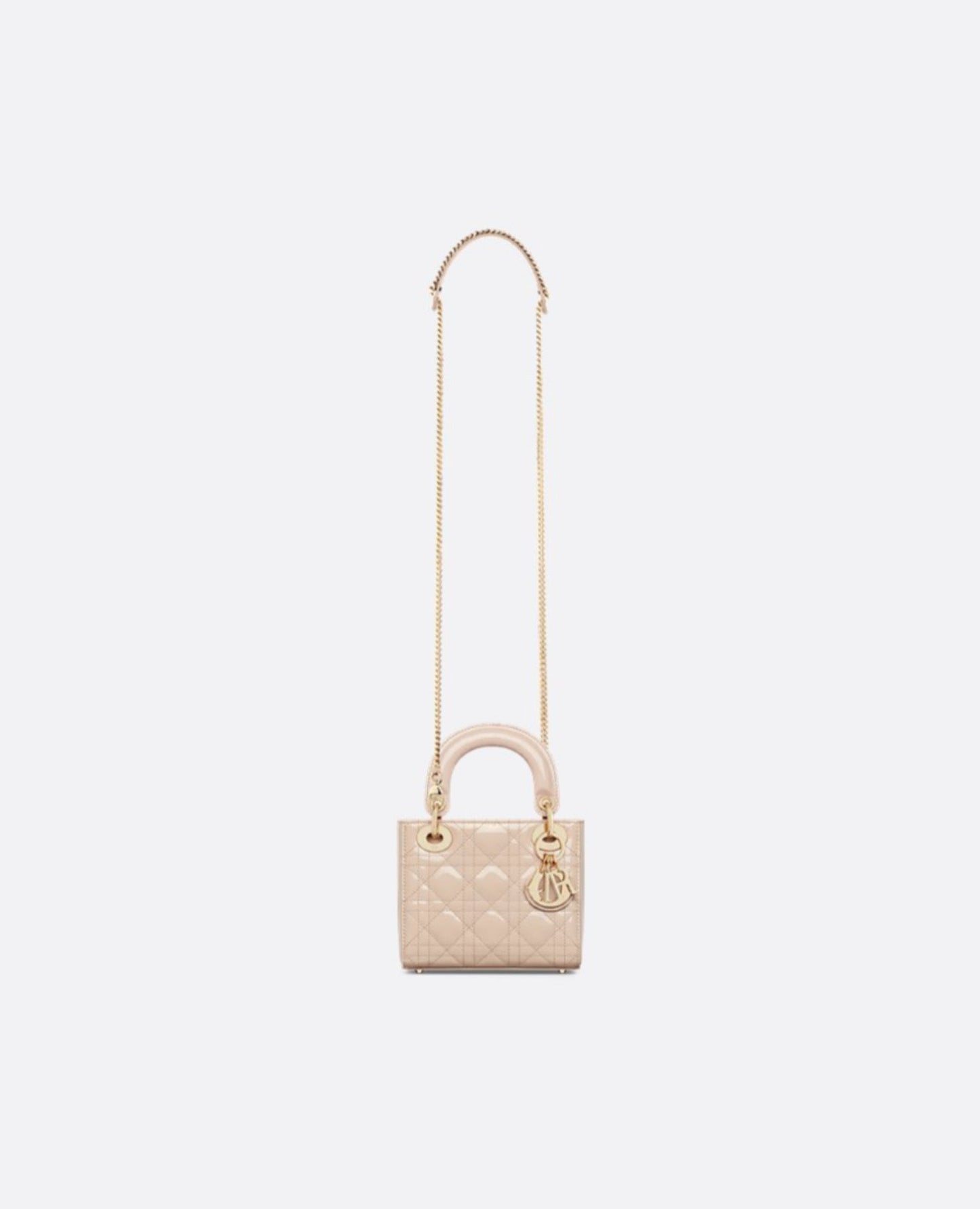 Christian Dior Mini Lady Dior Bag Powder Beige Cannage Patent