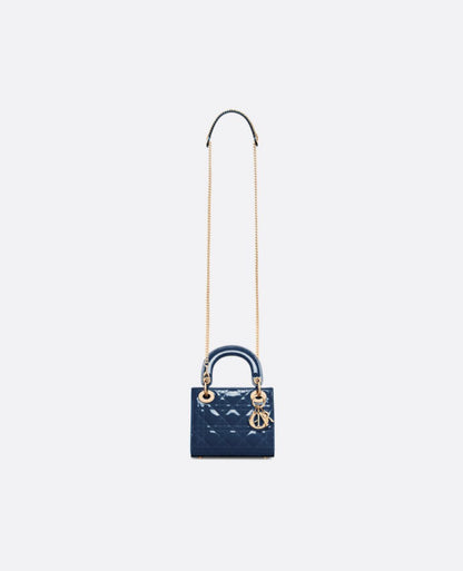 Christian Dior Mini Lady Dior Bag Deep Ocean Blue Patent