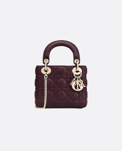 Christian Dior Mini Lady Dior Bag Burgundy Patent