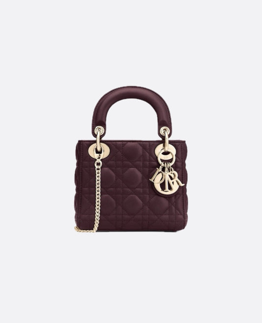 Christian Dior Mini Lady Dior Bag Burgundy Patent