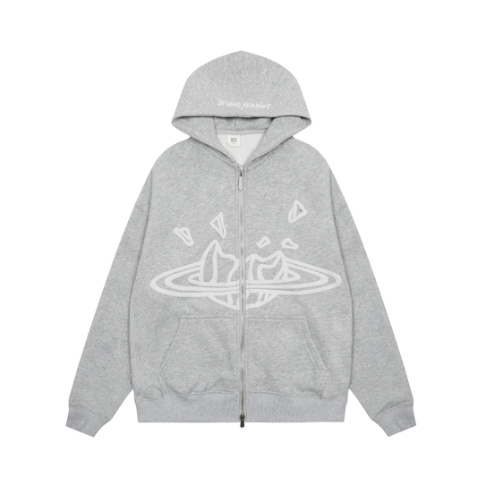 Broken Planet Market Orbit Zip Hoodie 'Grey'