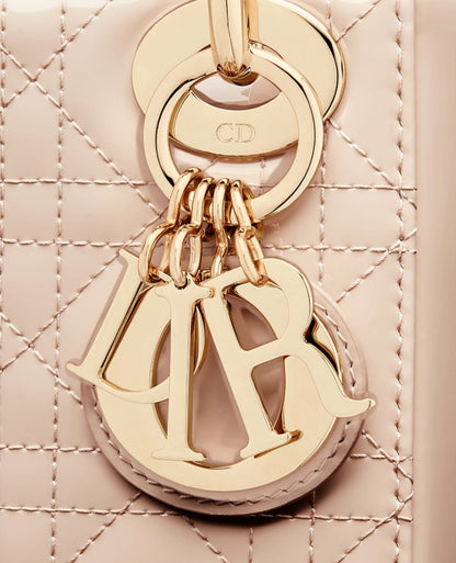 Christian Dior Mini Lady Dior Bag Powder Beige Cannage Patent