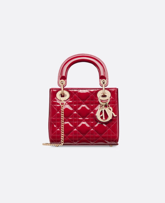 Christian Dior Mini Lady Dior Bag Cherry Red Patent