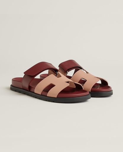 Hermès Chypre Sandal Beige Perlino / Rouge H