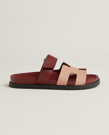 Hermès Chypre Sandal Beige Perlino / Rouge H