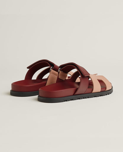 Hermès Chypre Sandal Beige Perlino / Rouge H
