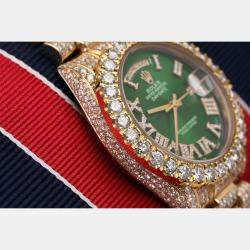 Rolex Customised Green Diamond 18K Yellow Gold Day-Date Watch