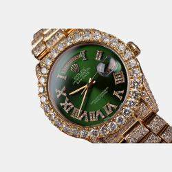 Rolex Customised Green Diamond 18K Yellow Gold Day-Date Watch