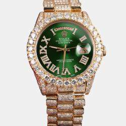 Rolex Customised Green Diamond 18K Yellow Gold Day-Date Watch