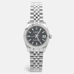 Rolex Black 18K White Gold Oystersteel Datejust Watch
