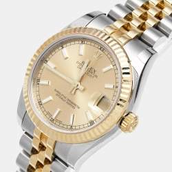 Rolex Champagne 18k Yellow Gold Stainless Steel Datejust Watch