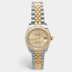 Rolex Champagne 18k Yellow Gold Stainless Steel Datejust Watch